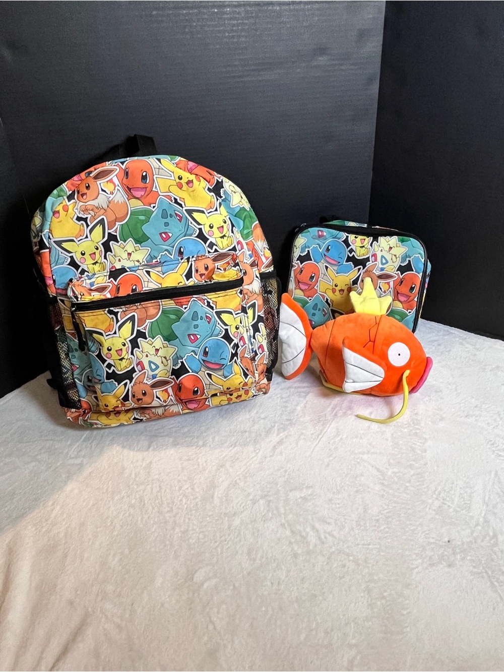 Pokémon Bundle incl Backpack, Lunch Kit & Magikarp Plush Stuffed Animal - Orange